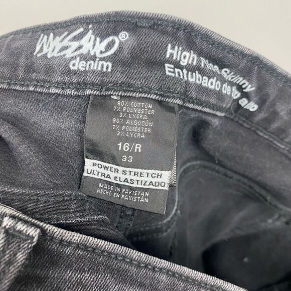 Mossimo Jeans Womens Size 16 High Rise Skinny Ankle Black Denim Destroyed Pants - Picture 3 of 4